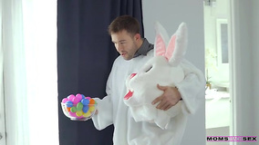 Petite blonde girl gets creampied by Easter Bunny