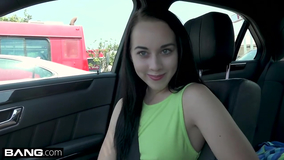 POV sex with a young brunette with blue eyes